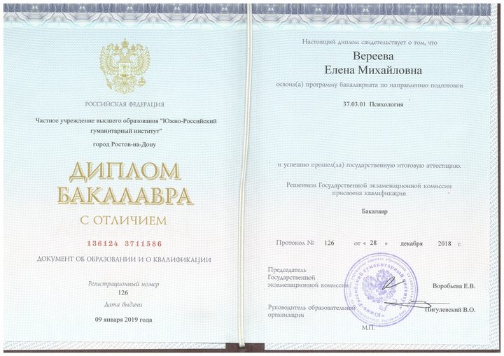 Диплом бакалавра психологии